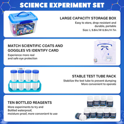 Kuovei Science Kit for Kids,120 Science Lab Experiments,Scientist Costume Role Play STEM Educational Learning Scientific Tools,Birthday Gifts and Toys for 6 7 8 9 10-12 Years Old Boys Girls Kids