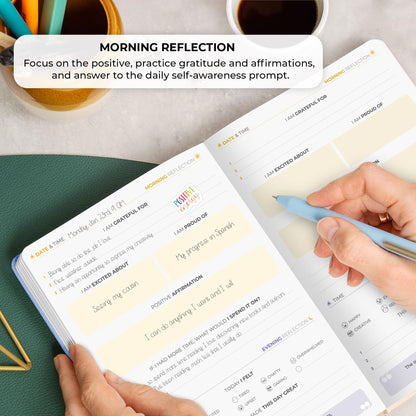 Clever Fox Four-Minute Journal – Daily Positivity Journal with Prompts – Motivational Affirmation, Mental Health & Habit Tracker (Lavender)