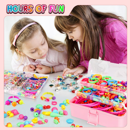 FUNZBO 1600 Pcs Pop Beads with Bracelet Making Kit, Jewelry Making Kit for Little Girls, Arts and Crafts Toys, Necklace Bracelet Ring Snap Set, Birthday Gifts for Kids Ages 3-9 Years Old