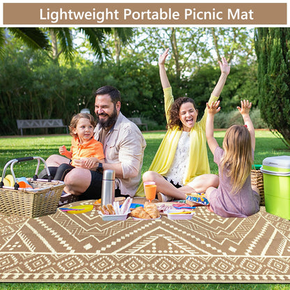 VSIWB Waterproof Outdoor Rug 5x8 ft, Reversible Plastic Straw Mat, Large Floor Mat for Patio, Camping, Picnic, Backyard RV, Deck, Beige