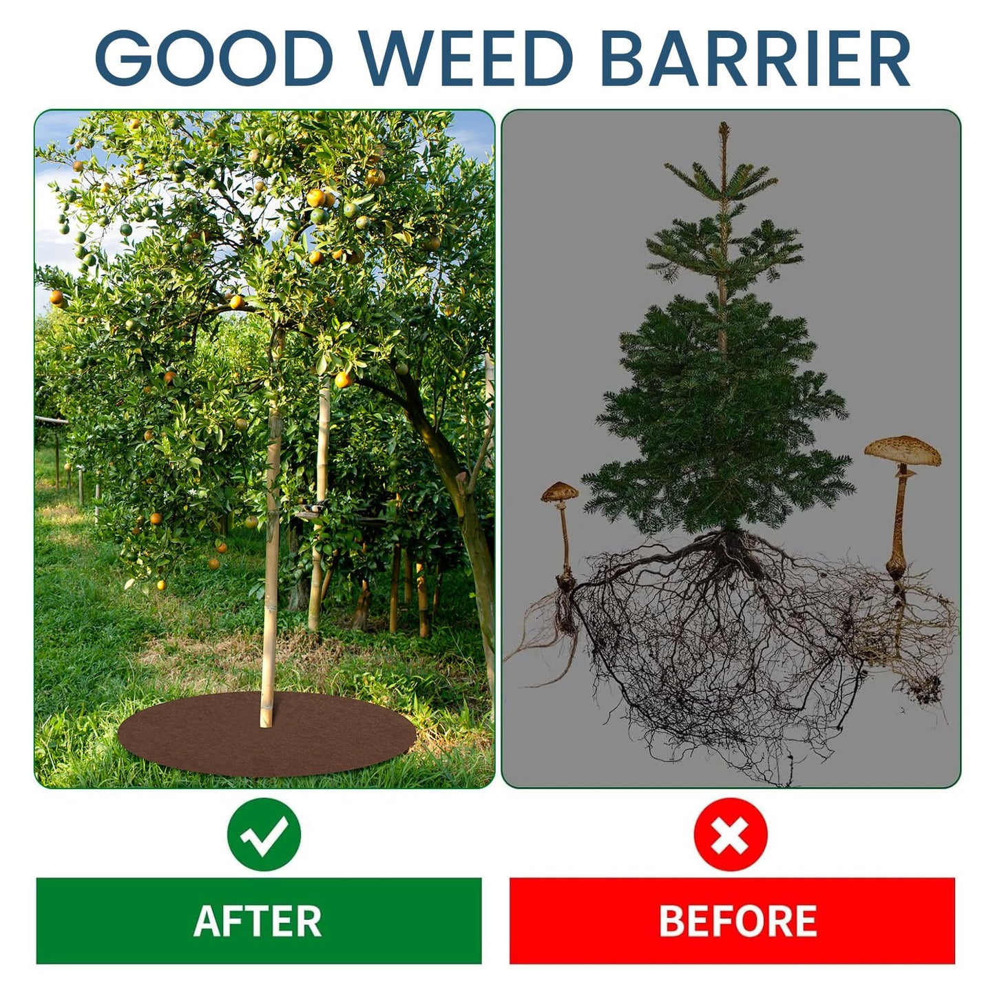 Shimeyao 16 Pcs 32.2 Inch Non Woven Tree Mulch Ring Round Tree Weed Barrier Mat Reusable Landscape Protector Base Barrier Fabric for Weed Root Protection (Coffee)