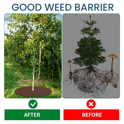 Shimeyao 16 Pcs 32.2 Inch Non Woven Tree Mulch Ring Round Tree Weed Barrier Mat Reusable Landscape Protector Base Barrier Fabric for Weed Root Protection (Coffee)