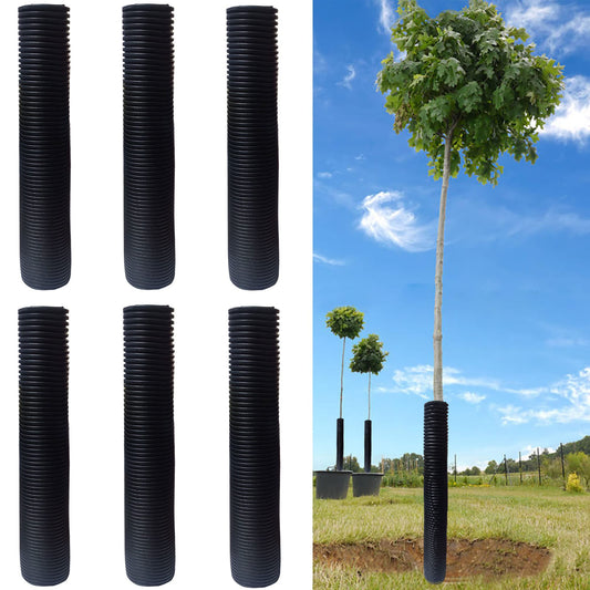 DredQcco Corrugated Tree Guards, 6Pcs Tree Trunk Protectors Guard Tube Wraps to Protect Bark 15.7-Inch Long, 2-Inch Diameter, Tree Saplings Plants Protectors from, Mowers,Trimmers… (Black)
