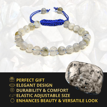ANAYA AGATE Healing Crystal Bracelet – Chic Gemstone Bracelet for Men and Women – 8mm Round Bead Bracelets for Spiritual Healing, Protection, Positive Energy - Labradorite