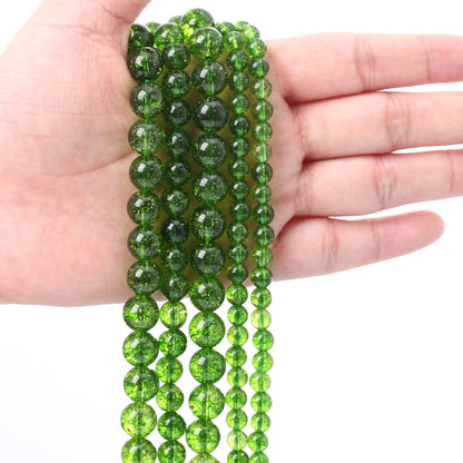 Natural Green Crystal Stone Beads for Jewelry Making DIY Bracelet Necklace Jewelry Making 1 Strand 15.5inch 35PCS 10MM