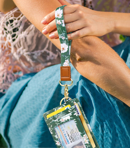 Coco Rossi Slim Front Pocket Wallet RFID ID Card Holder Cute Small Wallet with Wrist Lanyards Key Chain Holder for Women,Alpine Green