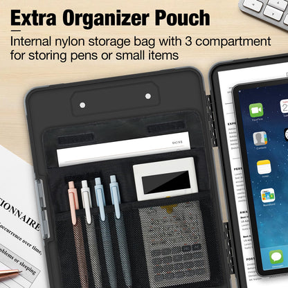 Sooez Toughest Clipboard with Storage, Internal Pen Pouch Included, Letter/ A4 Size, Shockproof Heavy Duty Plastic Clip Boards 8.5x11”, High Capacity Clipboards Box Case for Contractor Trucker Driver