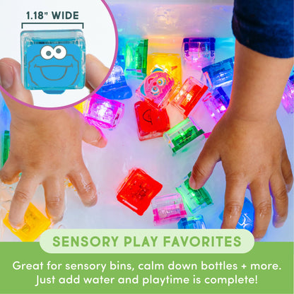 Glo Pals x Sesame Street Water-Activated Light-Up Cubes Bundle for Sensory Play - 12 Packs (Easy as A,B,C)