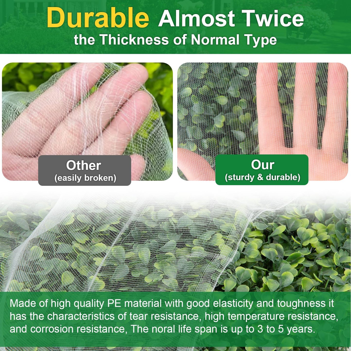 NONMON Garden Netting, 2 Pack 10x33Ft Ultra Fine Mesh Insect Netting Pest Barrier Protection Plant Row Cover Mosquito Netting for Vegetable Fruits Blueberry Bushes Flowers Crops Raised Bed