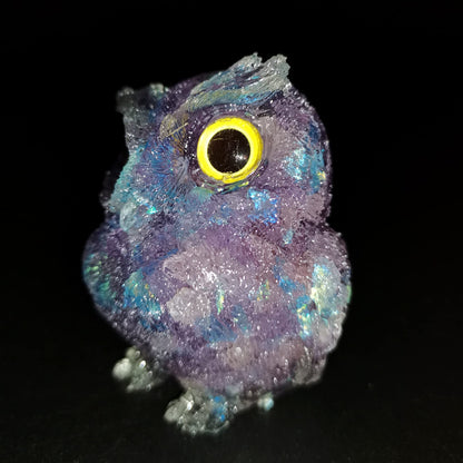 Reyife Hand-Carved Natural Crystal Owl Statue Reiki Healing Gemstone Animal Figurines Home Office Car Decoration The Best Gifts 2.4 inches