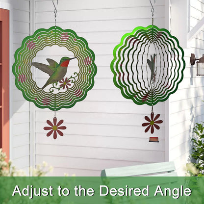 Hummingbird Wind Spinners Hummingbird Gifts for Women/Men 11.7 inch 3D Stainless Steel Hanging Wind Spinner Metal Wind Catchers Kinetic Sculpture for Indoor/Outdoor Decor, Yard Art, Garden Decorations