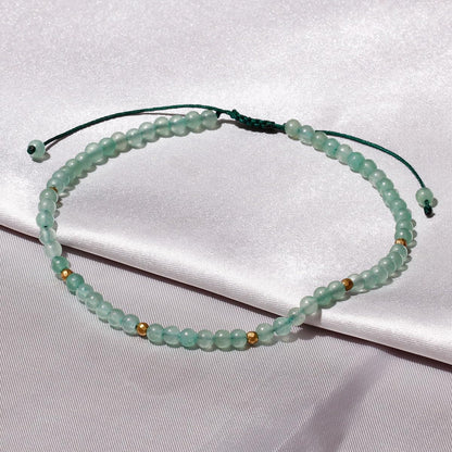 Jewever Aventurine Jade Anklet Bracelet for Women crystals and healing stones Essential Oil Diffuser Beach Foot Beaded Adjustable(8.5-10 Inches)