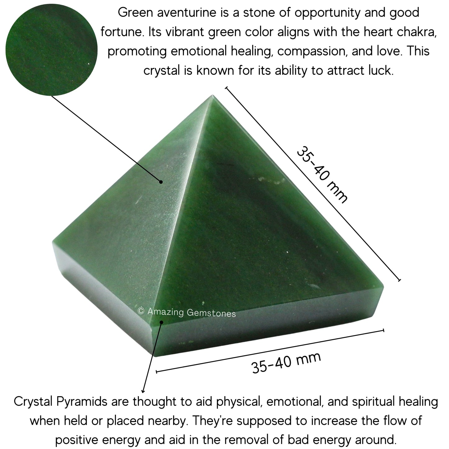 Amazing Gemstone Green Aventurine Pyramid Crystal Healing Stones - 1.5" Great Pyramid Figurine of Natural Stone Pyramid for Meditation, Reiki, Chakra Balancing and Crystal Pyramids Grid