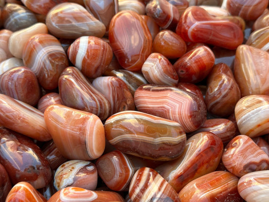 GAF TREASURES 5 Pcs Red Banded Agate Tumbled Stones – Polished Natural Red Banded Agate Gemstones for Collection, Display & Crafting (Red Banded Agate)