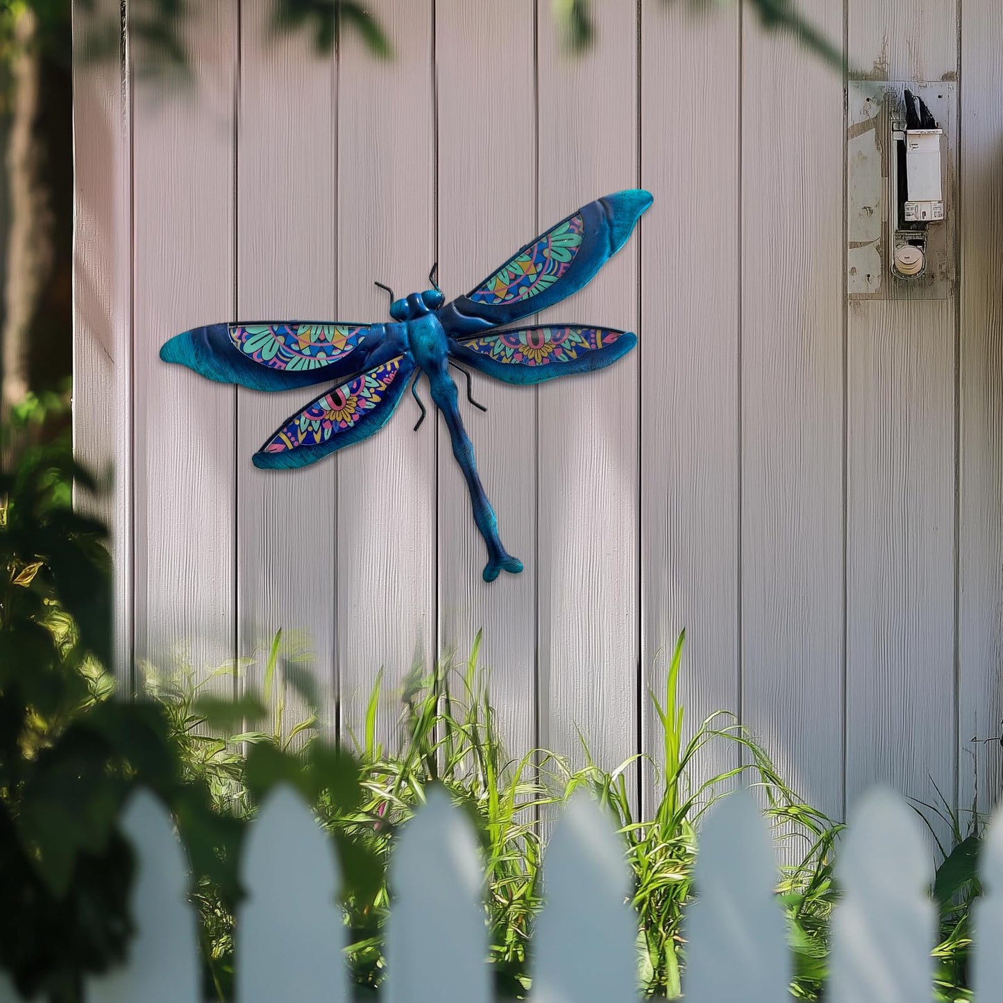 LIFFY Metal Dragonfly Wall Decor Handmade - Outdoor Metal Wall Art Decor for Patio Garden Fence Living Room, Bedroom, Dragonfly Gifts