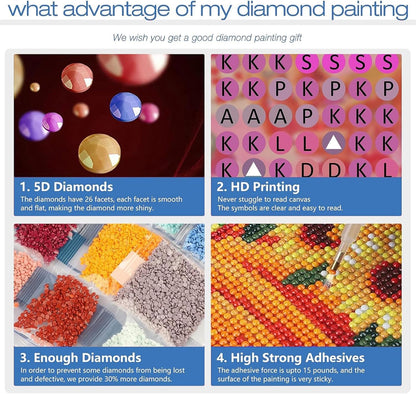 ajepon 3 Pack Heart Diamond Art Kits for Adults - Beach 5D Diamond Painting, Heart Gem Art for Adults, Gem Painting Kits for Wall Home Decor Arts Craft 12x12inch