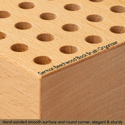 MEEDEN 2Pcs Beechwood Pencil and Brush Holders: 36 Holes Paint Brush Storage Organizer & Holder Rack - Wood Block Pencil Holder for Paintbrushes, Pens and Art Tools - Paint Brush Holder Display Stand