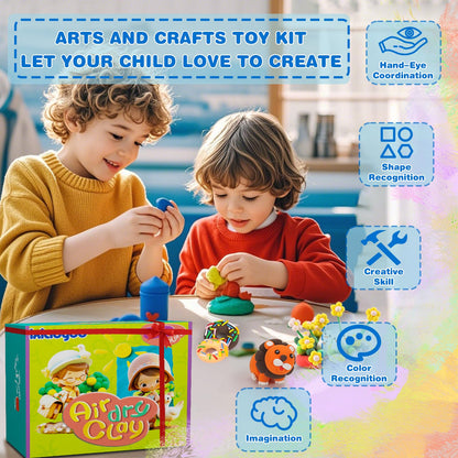 Ixiaoyoo Air Dry Clay for Kids, 104 Colors DIY Magic Modeling Clay Kit, Soft & Non-Sticky, Arts & Crafts Modelling Toys with Sculpting Tools, Birthday & Christmas Gift for 3-12 Years Old Girls Boys