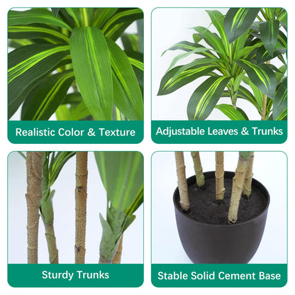 Waoops Artificial Plants 6Ft Dracaena Fragrans Faux Trees with 8 Heads Fake Tree for Home Decor Indoor or Outdoor Office Decoration Housewarming Gift