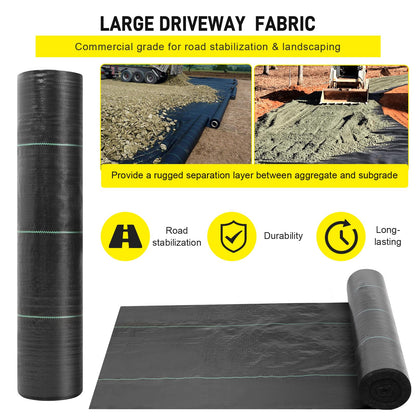 Doniks 13x115ft Driveway Fabric,5OZ Commercial Heavy Duty Weed Barrier Fabric, Garden Landscape Fabric,French Drain Fabric for Erosion Control,Landscape Fabric,Weed Barrier,Construction Projects
