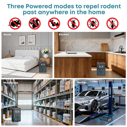 Ultrasonic Pest & Rodent Mouse Squirrels Repellent, 2 Pack Plug-in Electronic Rat Bat Bug Spider Repeller, Battery Operated Deterrent Control Mice for Car Engines, Replace Mouse Traps Indoor, Outdoor