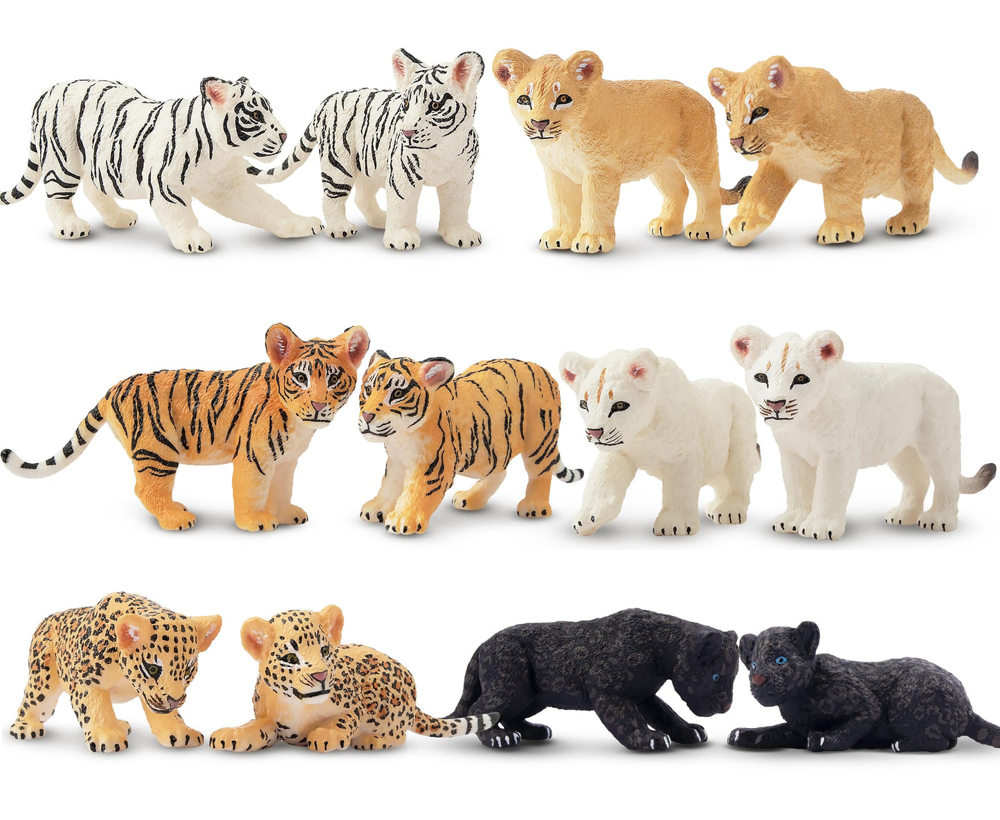 Toymany 12 Safari Animal Figurines, High Emulational Baby Plastic Zoo Animals, Lions Tigers Leopards Figure Toy Set, Easter Eggs Cake Toppers Christmas Birthday Gift for Kids Toddlers
