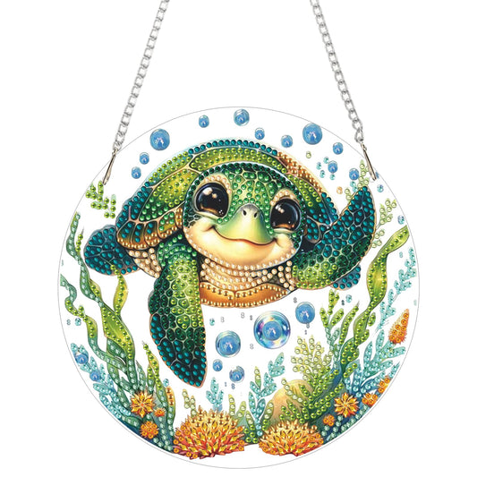 AIBOERL Diamond Art Hanging Kit for Adult,Special Shaped Rhinestone,Double Sided 5D DIY Acrylic Diamond Art Painting Window Pendants Home Garden Wall Hanging Kits Hanging Ornament (Turtles)