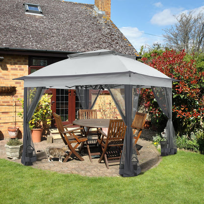 COOS BAY 11x11 Pop Up Gazebo with Mesh Netting, Instant Outdoor Canopy Tent, Water Resistant Shelter with UPF 50+ UV Protection, 121 Sq Ft Coverage, Gray