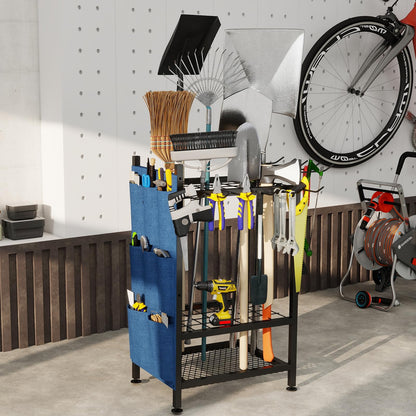 SAMRELAX Garden Tool Organizer, Garden Yard Tool Rack for Garage, Garage Organization and Storage, Metal Yard Tools Storage up to 46 Tools/Rake/Broom/shovel/, Suitable for Garage, Yard, Patio, Shed