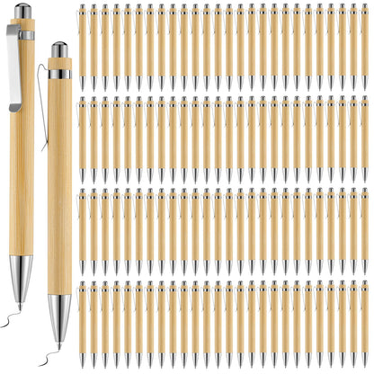 Maitys 500 Pcs Bamboo Ballpoint Pens Bulk Wooden Retractable, Black Ink, 1mm Engraving Wooden Pen Customizable Gift Bulk