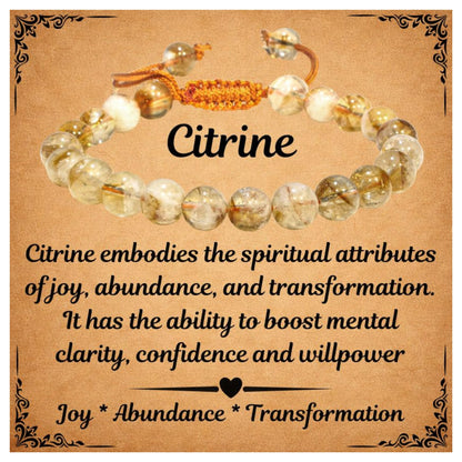 ANAYA AGATE Healing Crystal Bracelet – Chic Gemstone Bracelet for Men and Women – 8mm Round Bead Bracelets for Spiritual Healing, Protection, Positive Energy - Citrine Natural
