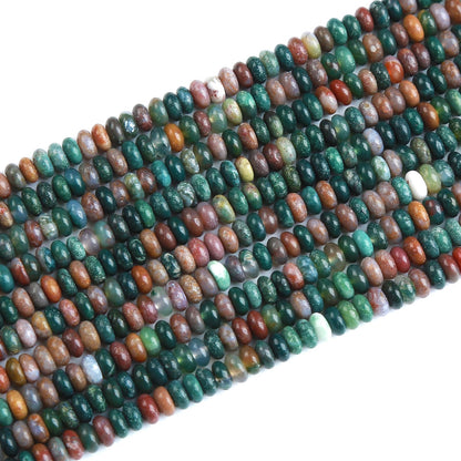 150PCS 2x4mm Natural Indian Agate Rondelle Beads Abacus Disk Stone Beads Round Loose Spacer Gemstone Beads for DIY Bracelet Necklace Jewelry Making