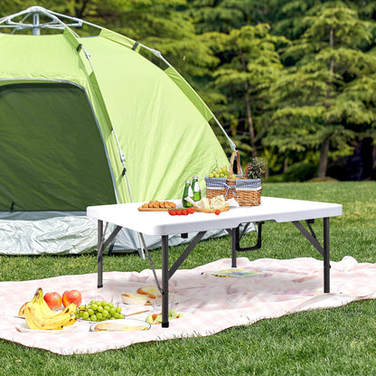 Byliable 34" Square Folding Card Table, Fold-in-Half Utility Dining Portable Table Heavy Duty HDPE White Plastic Foldable with Carrying Handle Indoor Outdoor for Picnic, Camping, Party