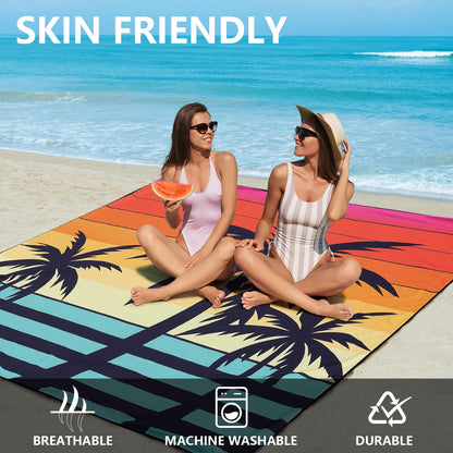 WIWIGO Beach Blanket Waterproof Sandproof Beach Mat 79" X 83"/10'x9'for 2-8 Adults Quick Drying Outdoor Picnic Mat Beach Accessories for Travel, Camping, Hiking
