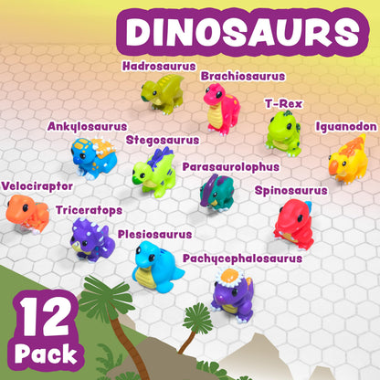 Tub Works® Dinosaur Mold Free Bath Toys, 12 Pack | Sealed, No Hole Bath Toys Design Keeps Moisture Out | Soft, Squeezable & Float on Water | Easy-Grip Baby & Toddler Bath Toy Set | Baby Pool Toys