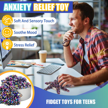 1000pcs Easter Basket Stuffers for Teens Boy, Fidget Toys Metal Balls Stones Beads Quiet Office Desk Stress Anxiety Relief Cool Gadget Sensory Autism Ferrite Putty Valentines Day Gifts for Him