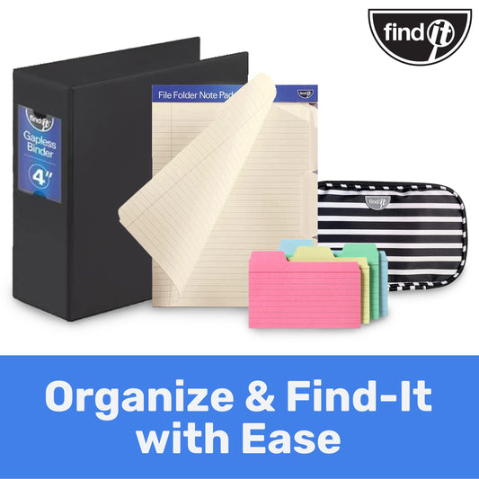 Find It File Folder Notepad - Pack of 12-9.5 x 12.5 Inch Notebook Organizer Folders for Filing, Document, and Clipboard Organization - Assorted Colors