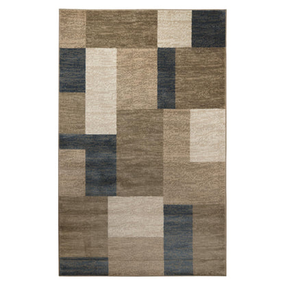 Superior Indoor Large Area Rug, Jute Backed, Perfect For Entryway, Office, Living/ Dining Room, Bedroom, Kitchen, Modern Geometric Patchwork Floor Decor, Clifton Collection, 5' x 8', Grey/ Brown