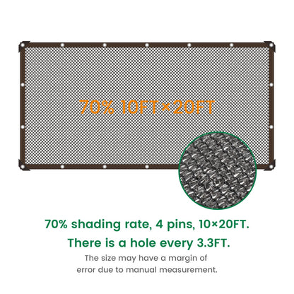 70% 10 X 20 FT Black Shade Cloth, Outdoor Sunblock Shade Cloth with Grommets, Durable Sun Shade Netting Shading Antifreezing for Patio, Garden, Plants Cover, Greenhouse, Barns, Dog Kennel