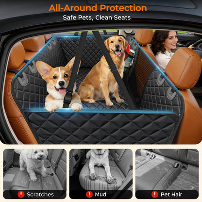 URPOWER Backseat Extender for Dogs - Hard Bottom Dog Car Seat Cover for Back Seat, Dog Hammock for Car and SUV, Pet Rear Seat Protector Dogs Travel Bed with Mesh Window