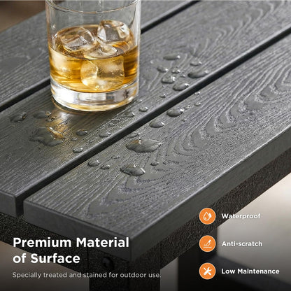 ODK Outdoor Coffee Table with Double-Layer Storage, Rectangle Weather-Resistant Patio Coffee Table for Garden, Balcony, Hot Tub, Poolside, Heavy-Duty Metal Frame, Grey