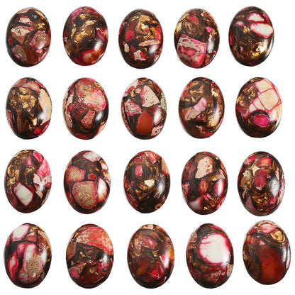 rockcloud 18x25mm Oval Cabochon Flatback Semi-precious Stones Sea Sediment Jasper for Jewelry Making Pack of 5