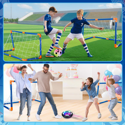 Soccer Ball Toys Game for Kids Age 3 4 5 6 7 8-12, Hover Soccer Ball Set with Hover Soccer Balls, Light-Up Indoor football Balls and 2 Goals, Christmas Birthday Gifts for Boy Girl 3-5 6-8 Year Old