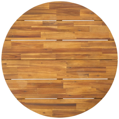 SAFAVIEH Outdoor Collection Leo Natural/Black 4-Leg Round Coffee Table, Ideal for Deck, Patio, Backyard, Sunroom