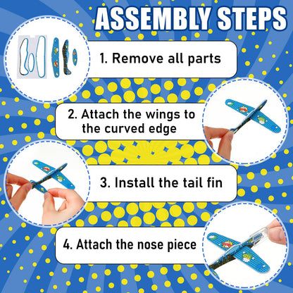 Skylety 50 Pcs Comics Foam Gliders Airplane Toys for Kids, Foam Paper Airplane, Comics Birthday Party Favors Goodie Bag Stuffers Outdoor Flying Toys Bulk Prizes for Kids Classroom