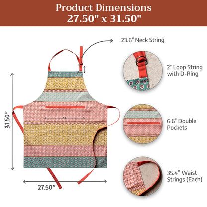 Maison d' Hermine Apron for women with Pocket 100% Cotton 27.50"x31.50" 1 Piece Adjustable Neck Strap & long ties Apron Men, Chef, Wedding, Cooking, Gardening, Server Spring/Summer (Provence)