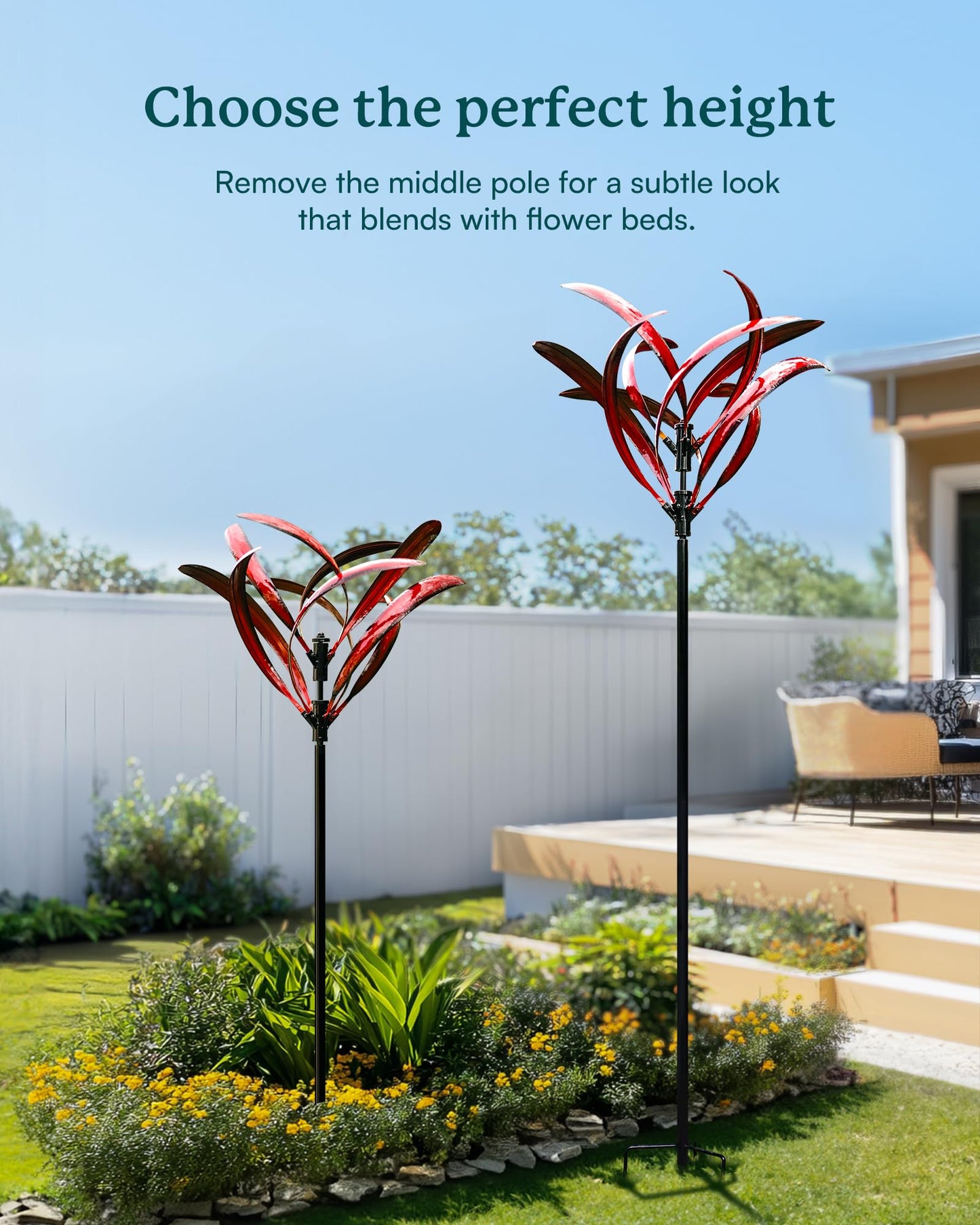 Cyan Oasis 82 inch Wind Spinners Outdoor - Extra Large Metal Wind Sculptures & Spinner with Stake, Big Clearance Windmills for the Yard and Garden, Tall Yard Art Decor-Burgundy Red