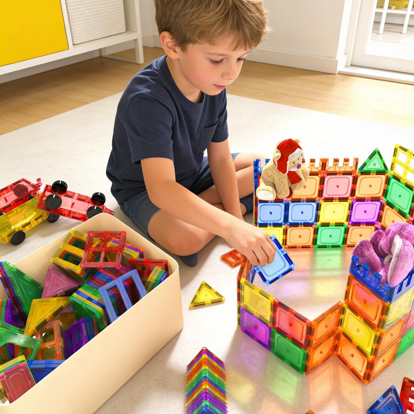 Coodoo Magnetic Tiles Kids Toys STEM Magnet Toy for Toddler Magnetic Blocks Building Preschool Learning Sensory Montessori Toys for 3+ Year Old Boys and Girls, Safe Creativity Toddler Kids Toy 40PCS