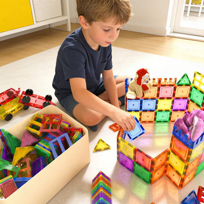 Coodoo Magnetic Tiles Kids Toys STEM Magnet Toy for Toddler Magnetic Blocks Building Preschool Learning Sensory Montessori Toys for 3+ Year Old Boys and Girls, Safe Creativity Toddler Kids Toy 40PCS