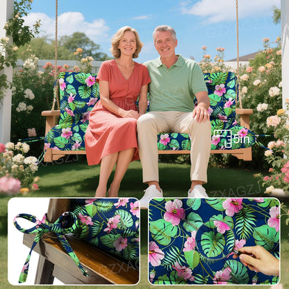 GZXAGZJ Porch Swing Cushions 70x40 inch Waterproof Outdoor Swing Cushions with Backrest and Ties Thicken 5" Swing Cushion for Outdoor Furniture Garden Lawn Patio Backyard (Rainforest Pattern)